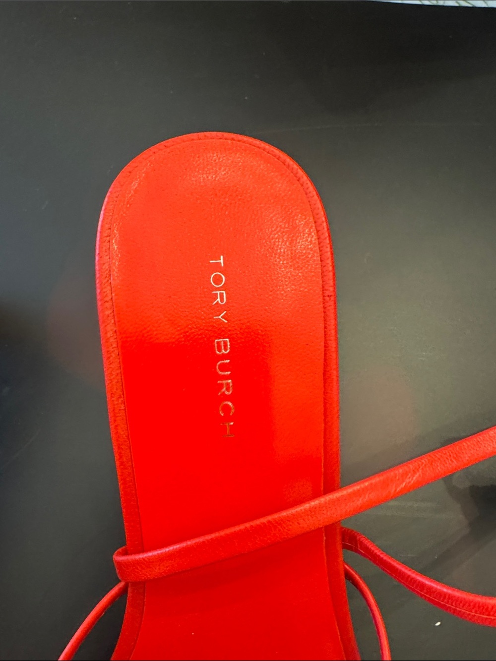 Tory Burch Red Strappy Toe-Ring Sandals - Picture 2 of 4